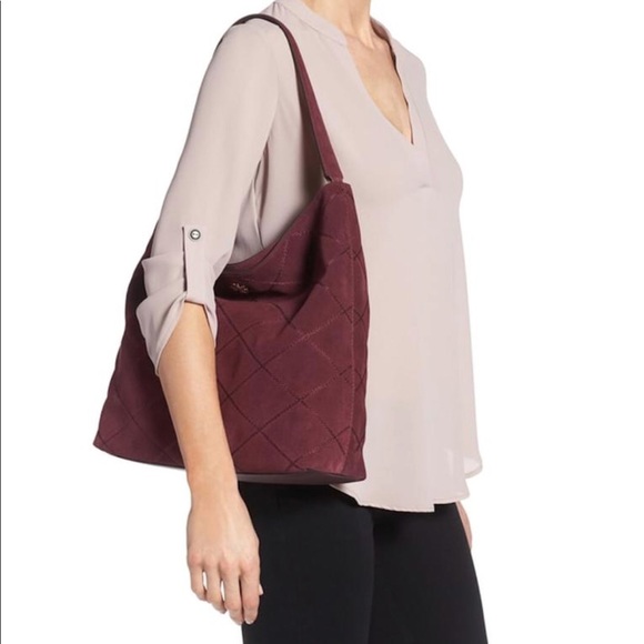 Tory Burch Frida Stitched Suede Shoulder Hobo Bag - Picture 1 of 8